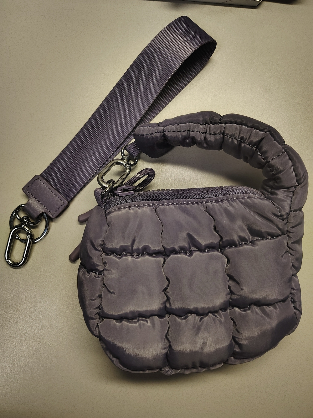 Quilted Puffer Mini Wristlet Bag in Lavender
